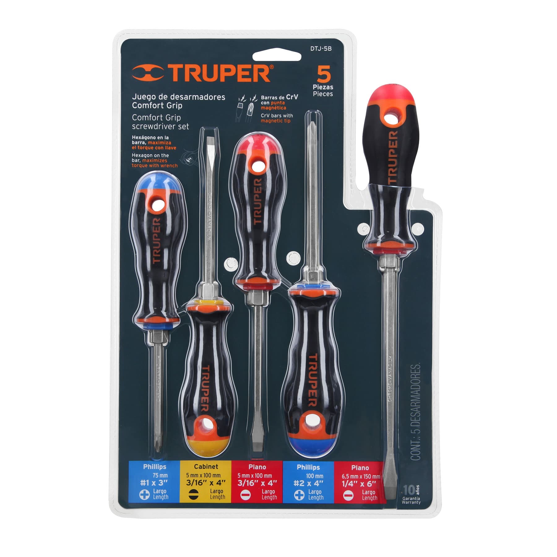 JGO de 5 desarmadores mango comfort grip 14138 – Truper