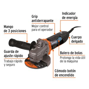 Amoladora angular4-1/2" ERGO PRO 800 W, 220V 100735 - Truper