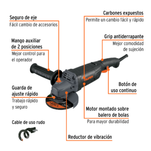 AMOLADORA ANGULAR 4-1/2" INDUSTRIAL 1250W 20V 100756 - TRUPER