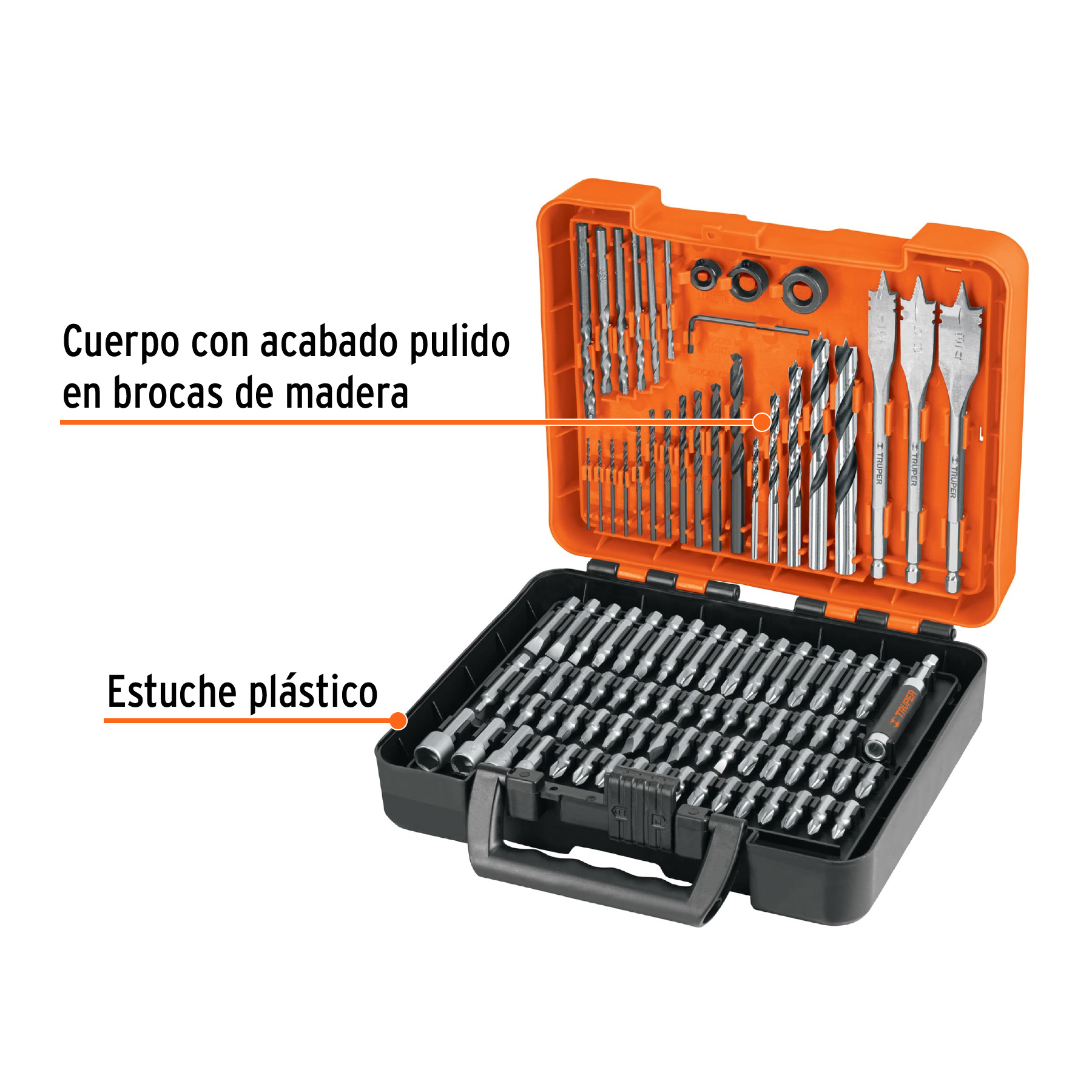 Juego de 100 brocas y puntas en estuche 100872 – Truper